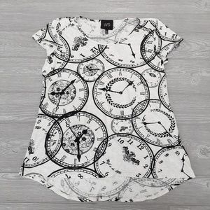 3/$20 W5 womens clock print shirt size s